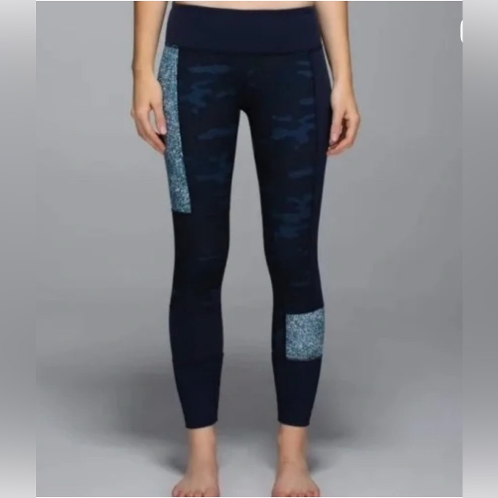 Lululemon wunder under pant shashiko inkwell Navy Camo patchwork Leggings
